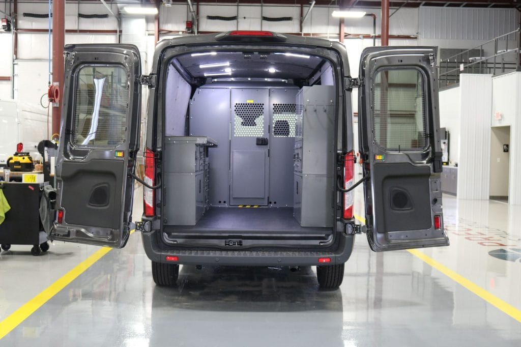 Custom van shelving solutions installed by Precision Installations, Inc.