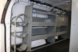 Custom Adrian Steel shelving installed in commercial van Custom Adrian Steel shelving installed in commercial van