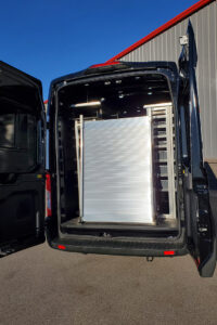 Custom loading ramp installed inside commercial van Custom loading ramp installed inside commercial van