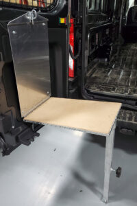 Custom shelving solution installed In commercial van Custom shelving solution installed In commercial van