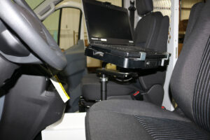 Laptop mounted inside emergency vehicle Laptop mounted inside emergency vehicle
