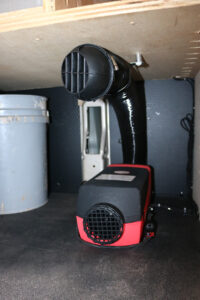 Diesel powered heating in shelving unit Diesel powered heating in shelving unit