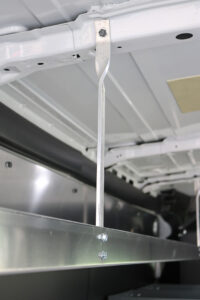 Custom metal shelf support inside commercial van Custom metal shelf support inside commercial van